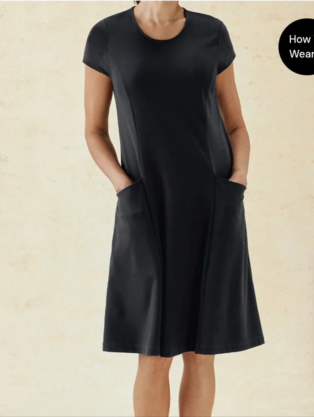 Destinations Coldwater Creek Black Midi Dress with Side Pockets